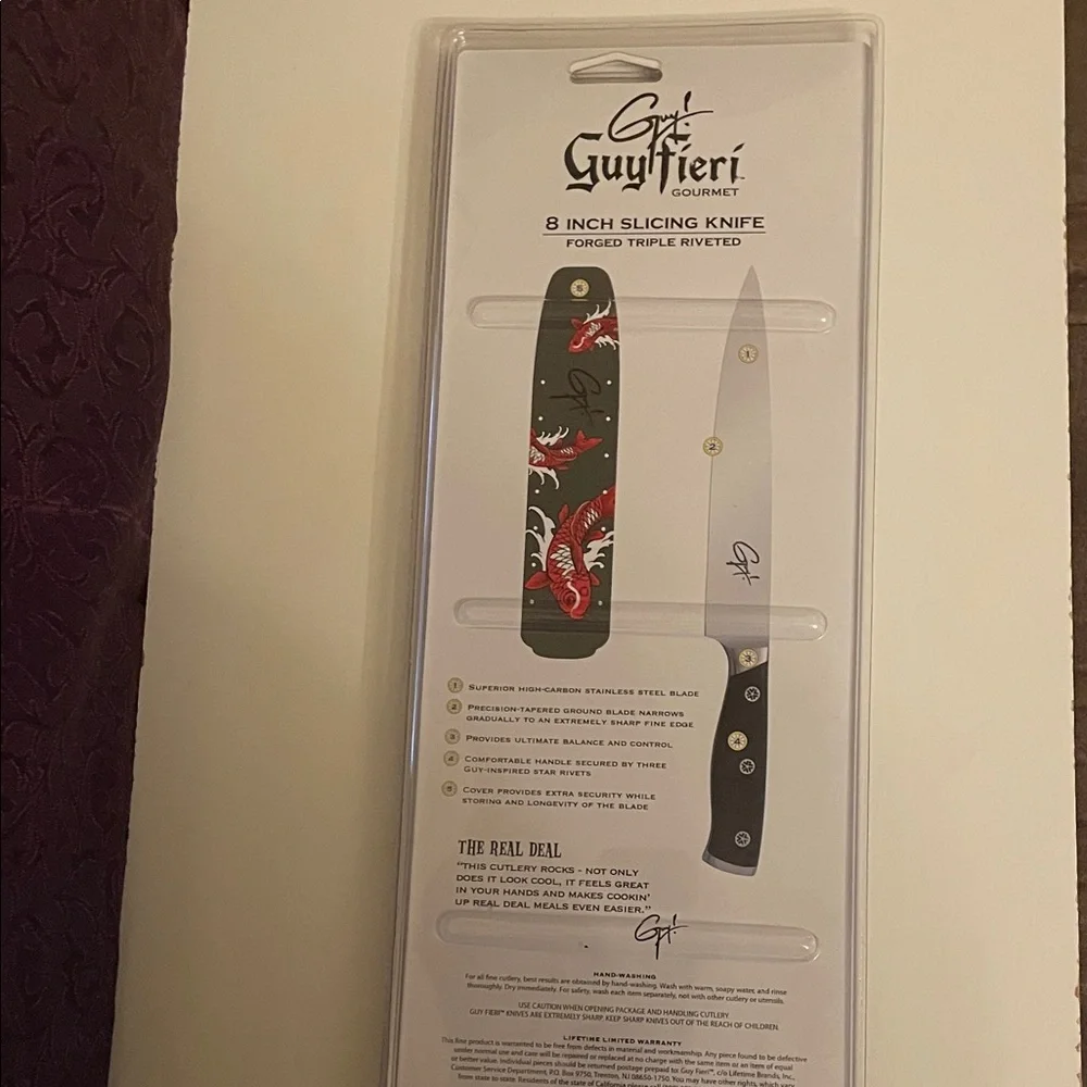 Guy Fieri Gourmet 8-Inch Slicing Knife with bonus blade cover